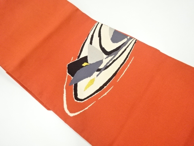 JAPANESE KIMONO / ANTIQUE NAGOYA OBI / WOVEN STREAM & LEAVES